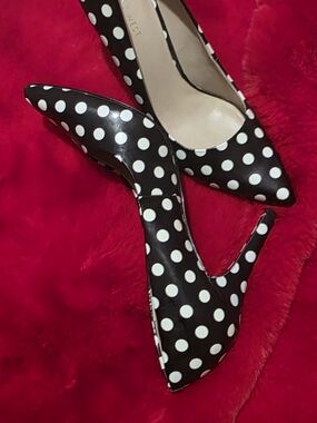 Nine West Black & White Polka Dot Pointed-Toe Heels
